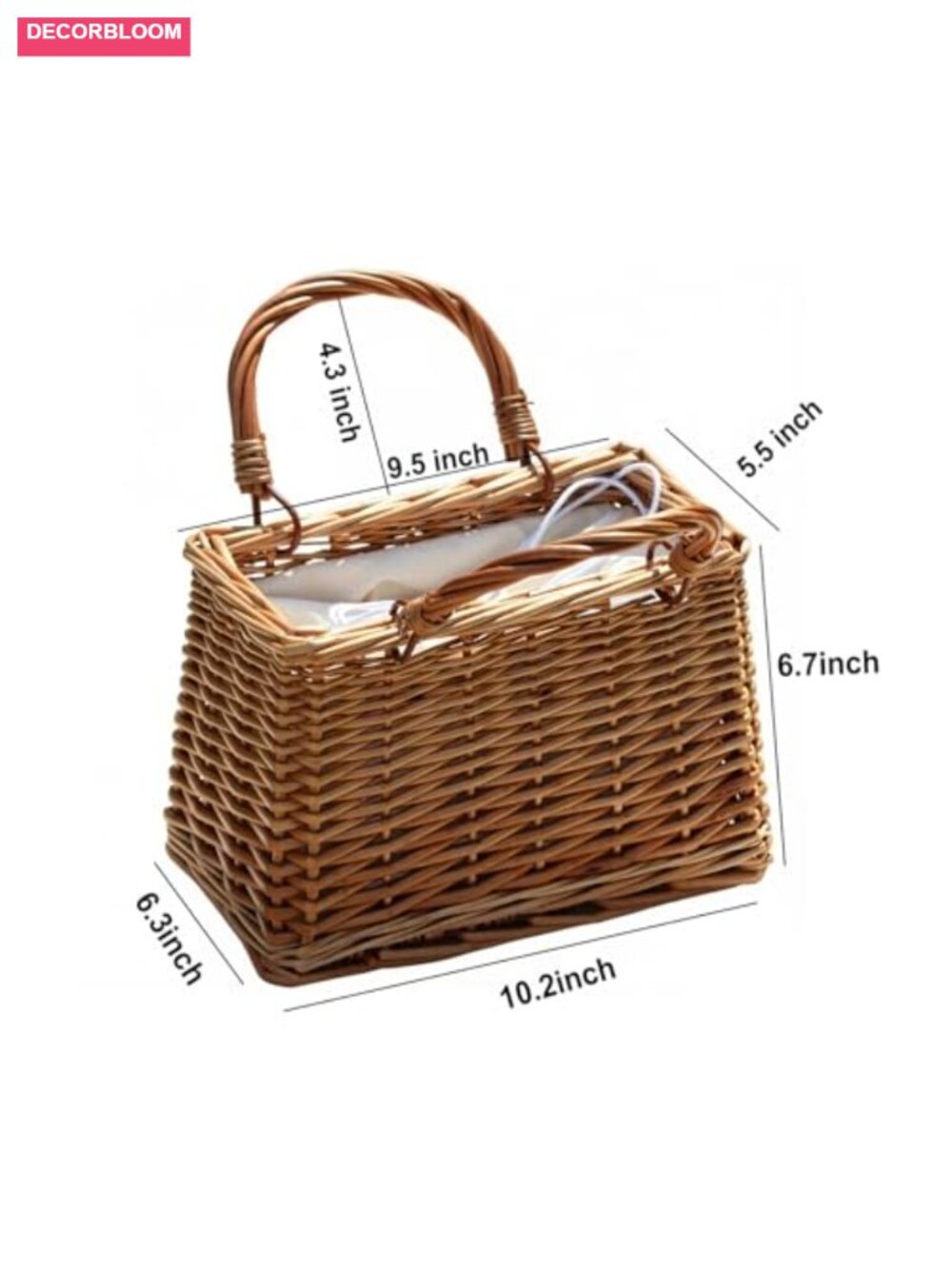 Natural Handwoven Wicker Straw Beach Tote Bag for Women - Picture 3 of 5